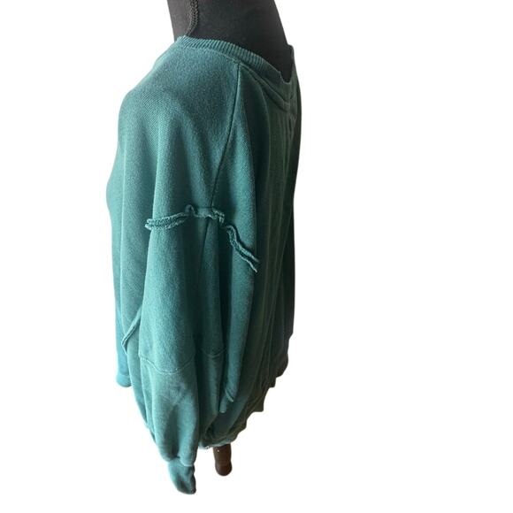 We The Free Camden Oversized Pullover Sweatshirt Teal Slouchy Crew XS - Picture 3 of 10